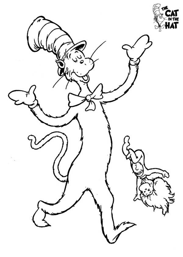 Dr Seuss the Cat in the Hat and Thing One Coloring Page | Color Luna