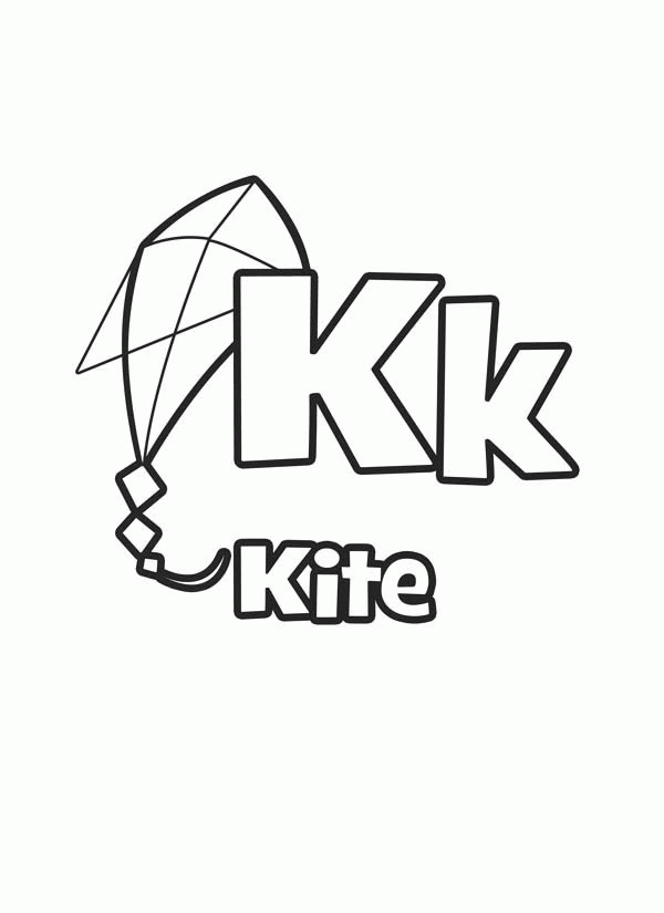 Flying Kite for Letter K Coloring Page | Bulk Color