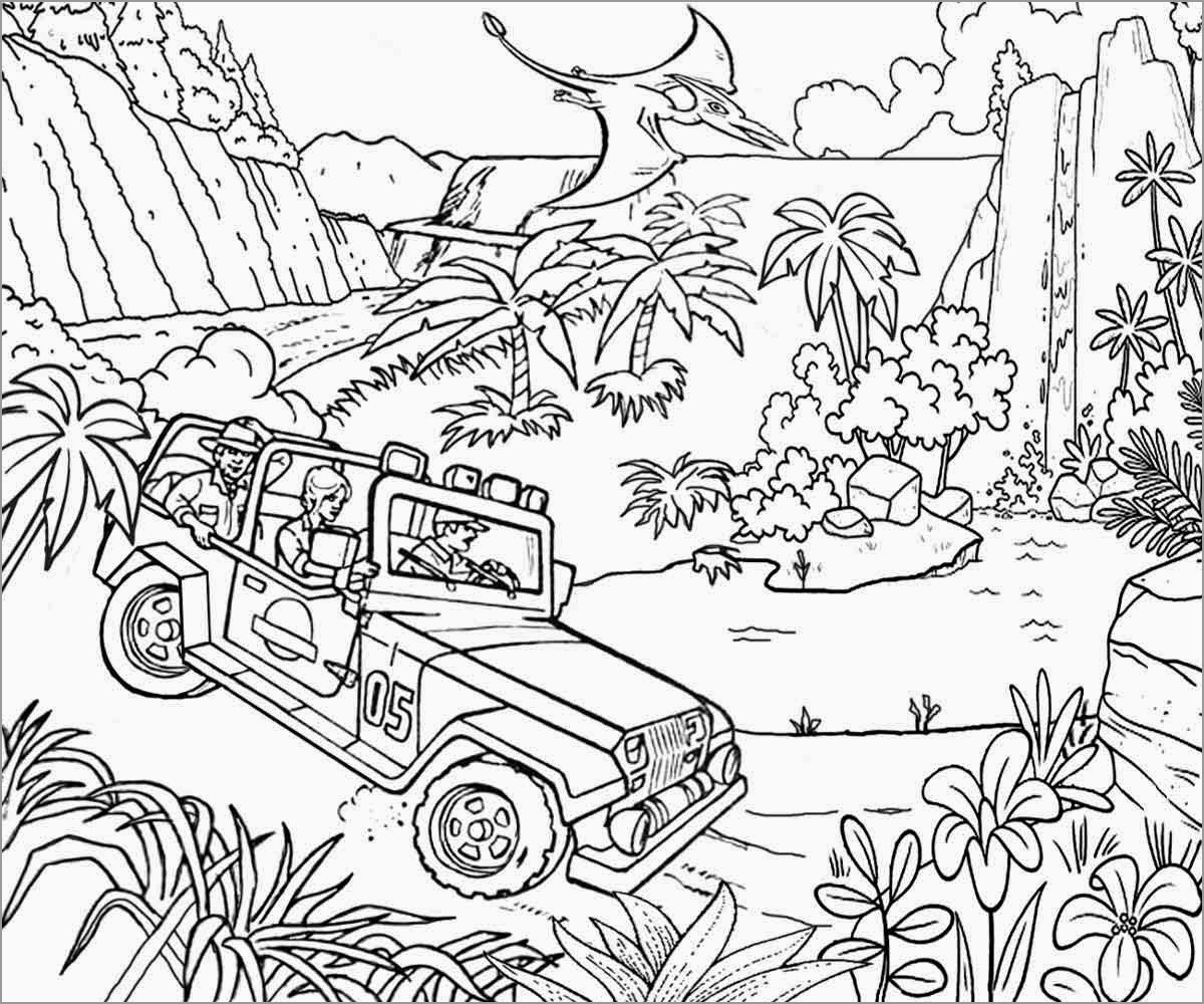 Jurassic Park Jeep Coloring Page   ColoringBay   Coloring Home