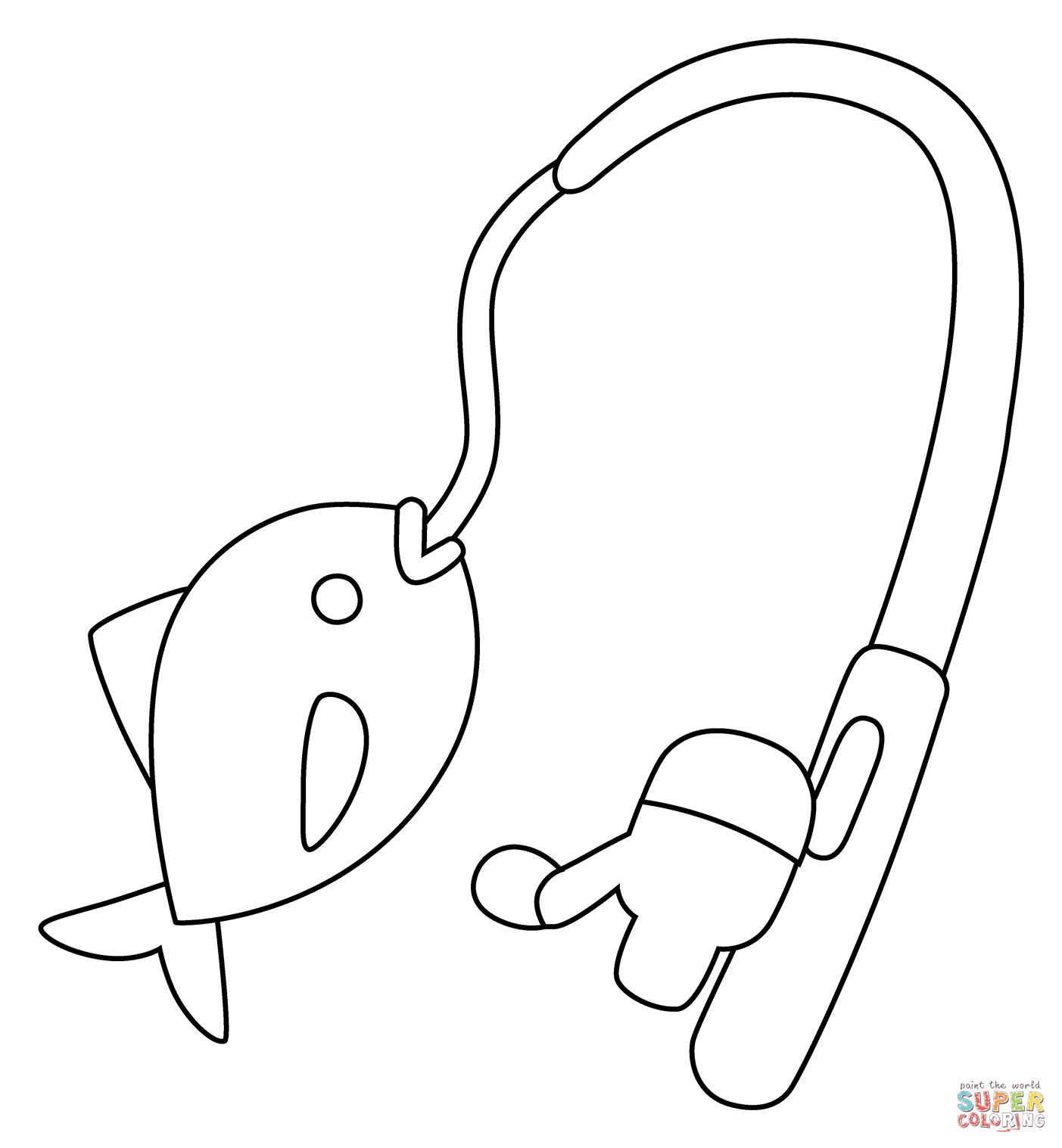 Fishing Pole Emoji coloring page | Free Printable Coloring Pages