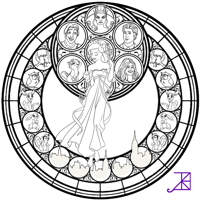 Download Beauty And The Beast Stained Glass Window Coloring Page ...
