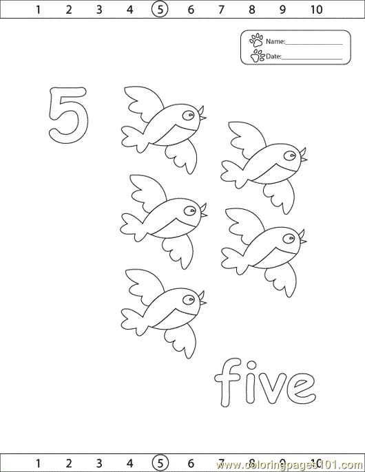 Numbers 5 Coloring Page - Free Numbers Coloring Pages ...