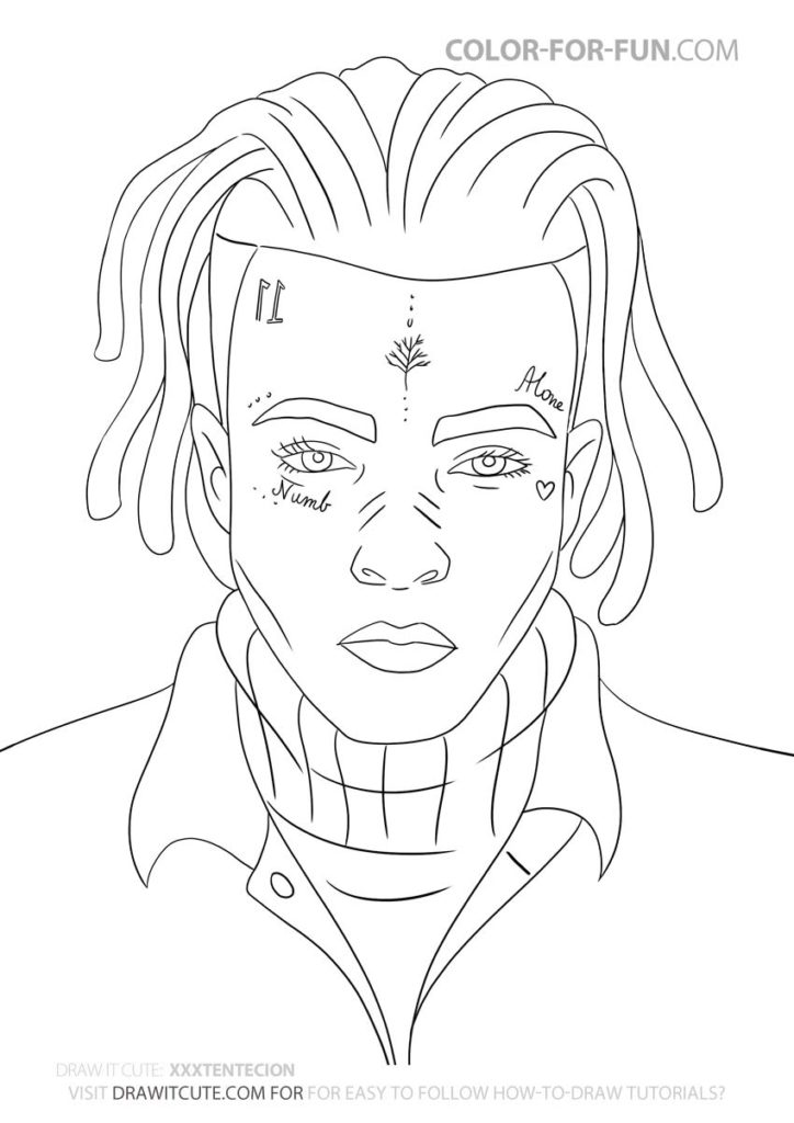 Xtentacion. Coloring Page, Marvel Paintings, Outline Drawings
