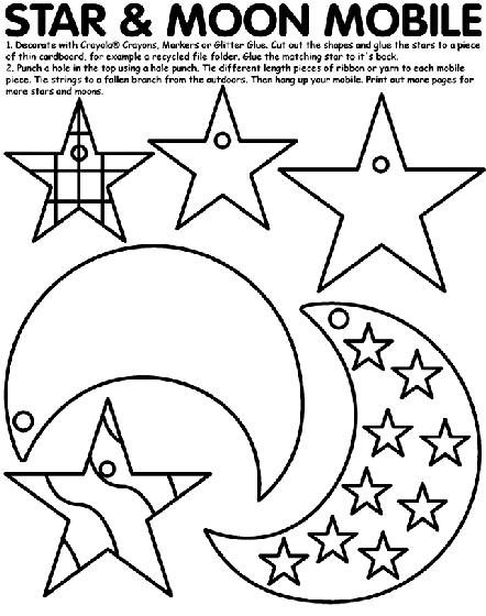 Star and Moon Mobile Coloring Page | crayola.com