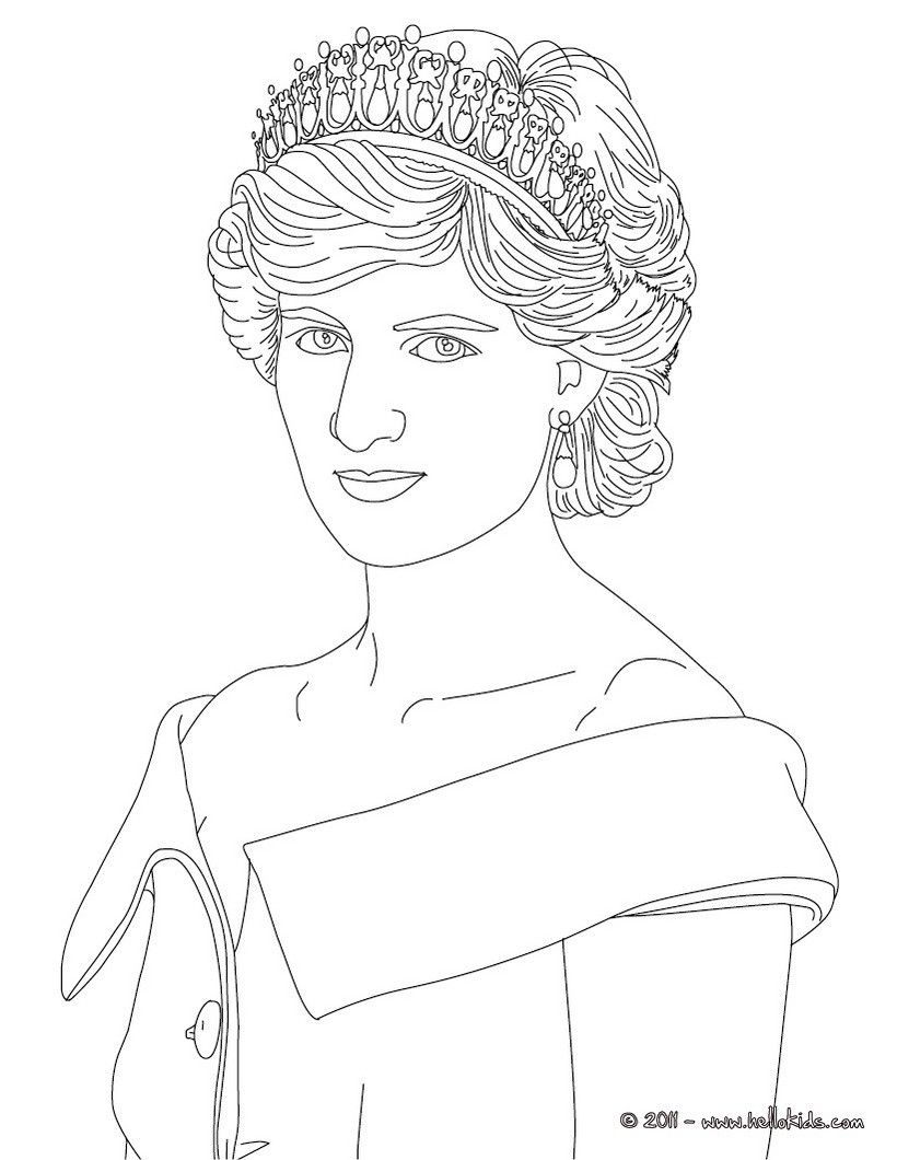 PRINCESS DIANA OF WALES coloring page (With images) | Princess ...