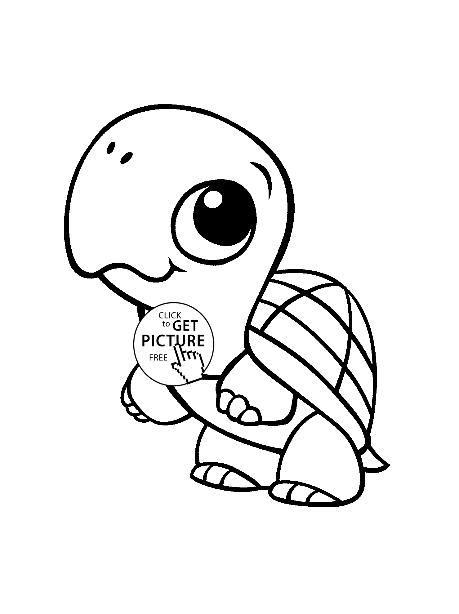 Baby Turtle animal coloring page for kids, baby animal coloring ...