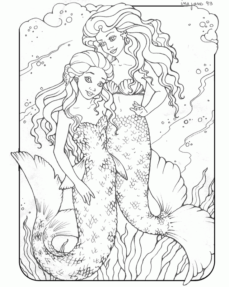 Detailed Mermaid Coloring Pages For Adults | Coloring Pages 