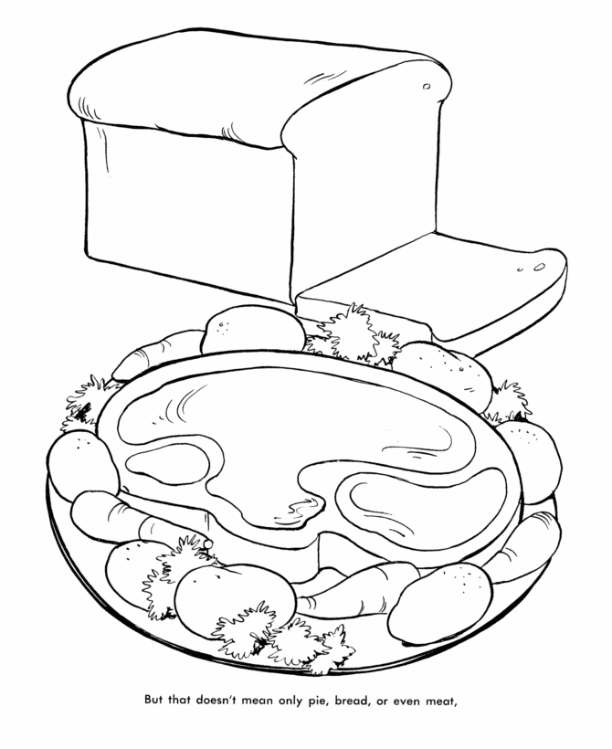 Thanksgiving Dinner Coloring Page Sheets - Thanksgiving Meat 