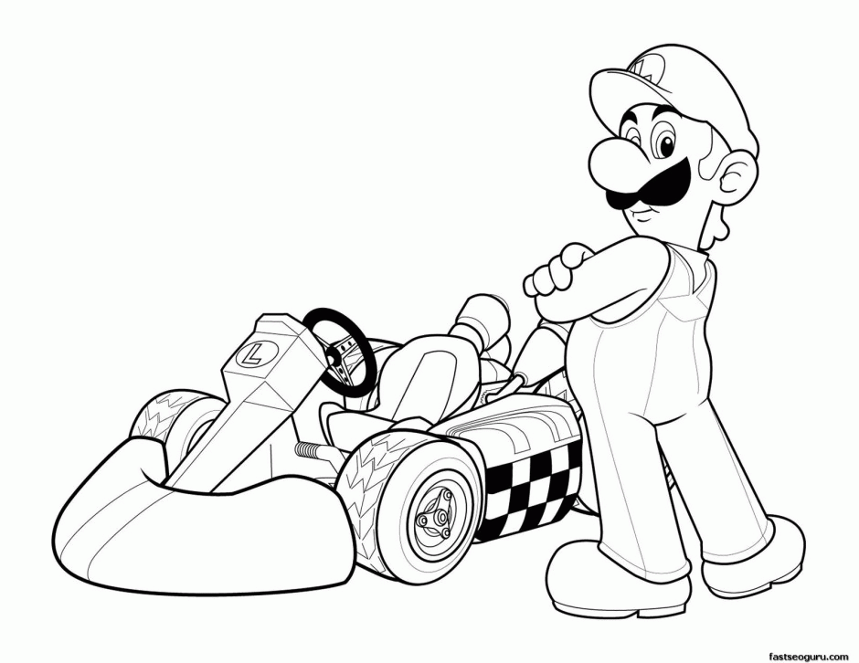 Louigi and his Kart Coloring Page