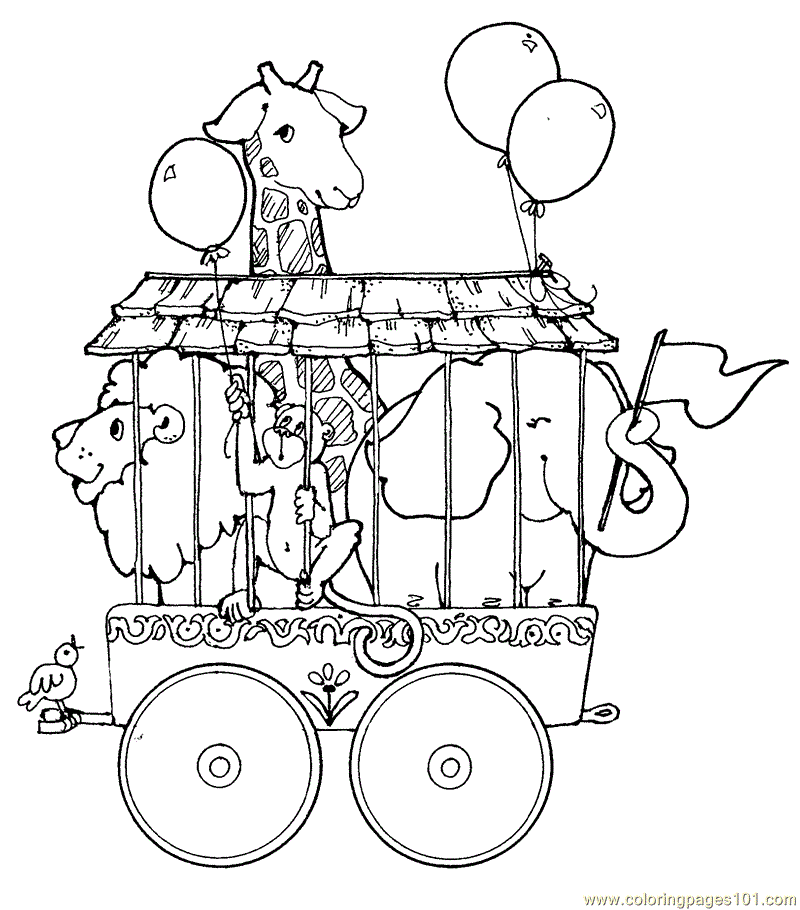 Circus train animals- coloring page | Circus Theme