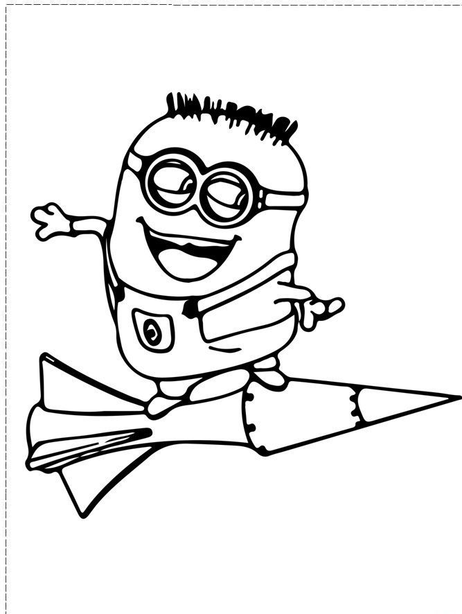 Love To Ride The Rocket Coloring Page | Minions