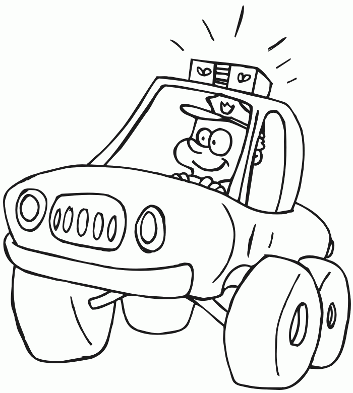 Police Car Cartoon Coloring Page - Police Car Car Coloring Pages 