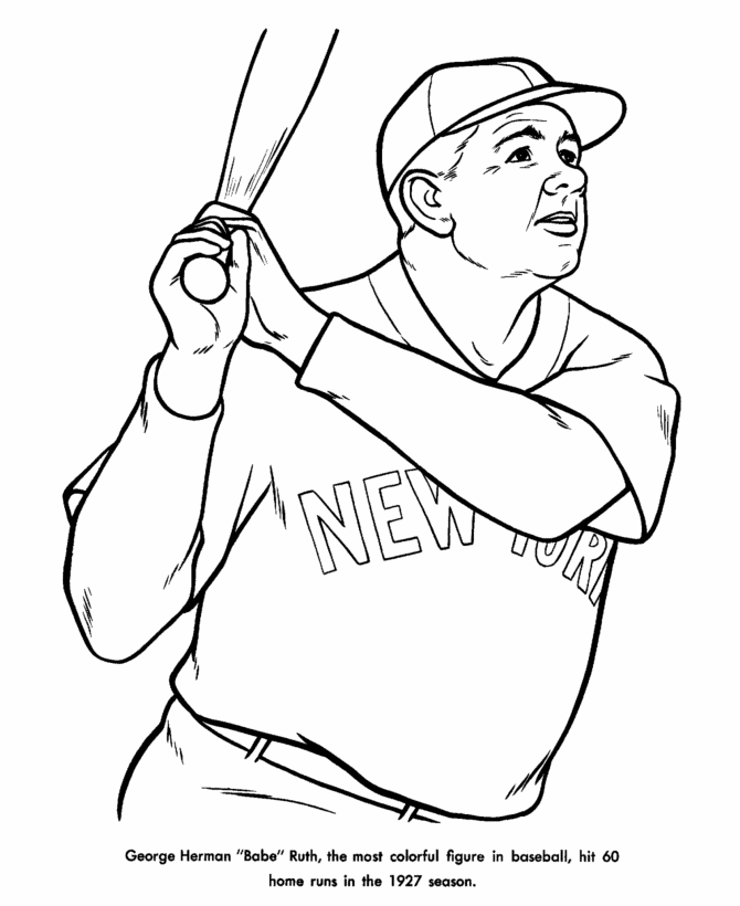 USA-Printables: Babe Ruth Coloring Pages - Famous Americans in US 