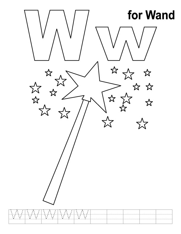 W for wand coloring page with handwriting practice | Download Free W for wand  coloring page with handwriting practice for kids | Best Coloring Pages