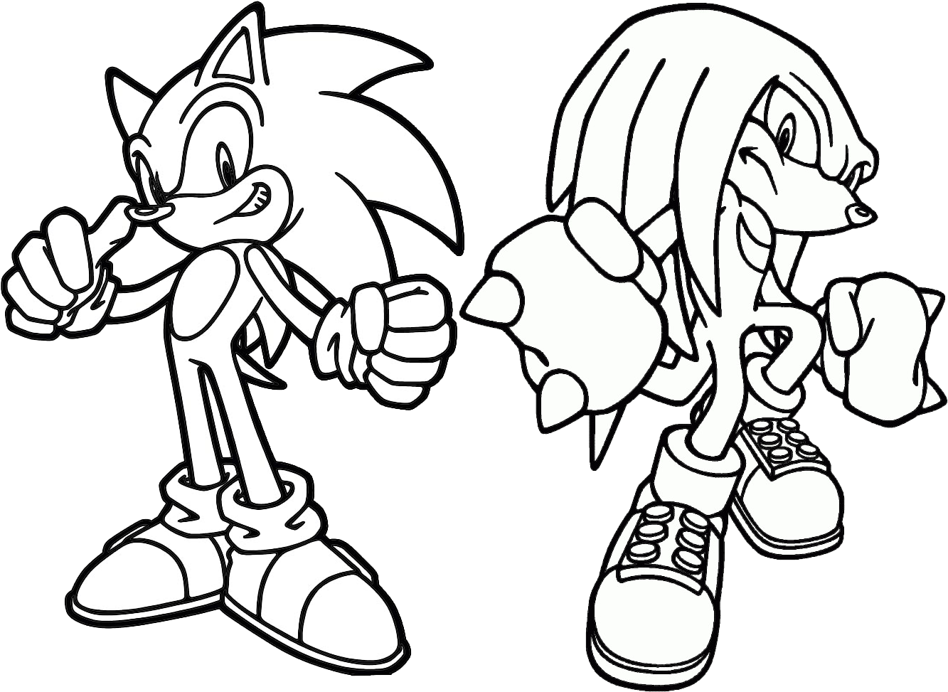Sonic Knuckles Coloring Pages With Sonic Knuckles Coloring - Sonic With Knuckles  Coloring Page | Full Size PNG Download | SeekPNG