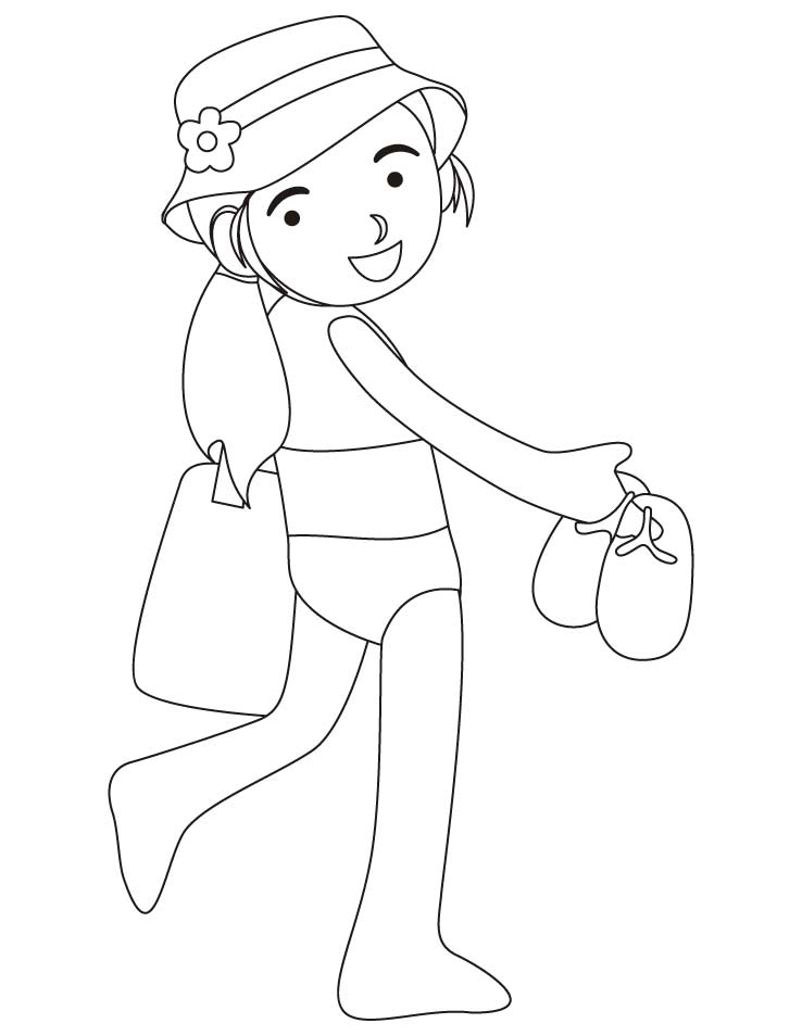Girl Wearing Swimsuit Coloring Page. Download Free Girl Wearing