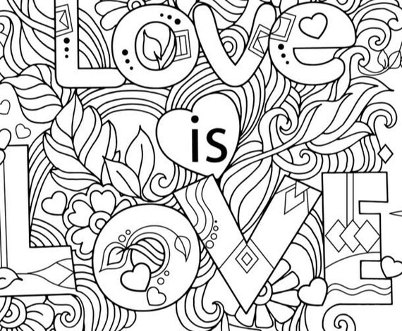 Pride Coloring Page Love is Love - Etsy