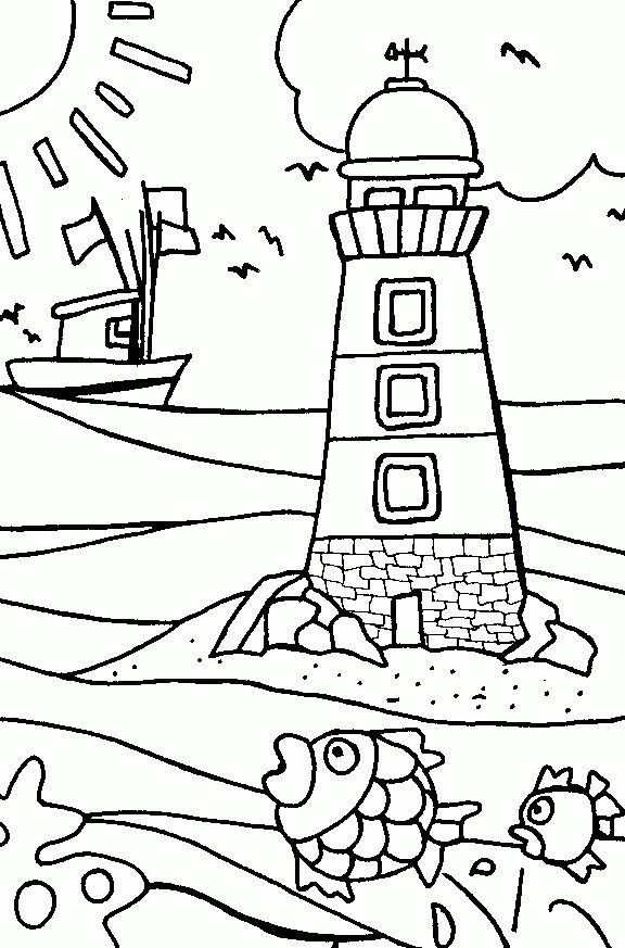 Beach Lighthouse Coloring Pages - Coloring Pages For All Ages