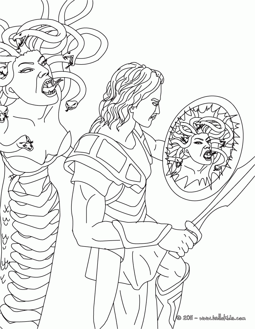 GREEK MYTHS AND HEROES coloring pages - MYTH OF PERSEUS AND MEDUSA