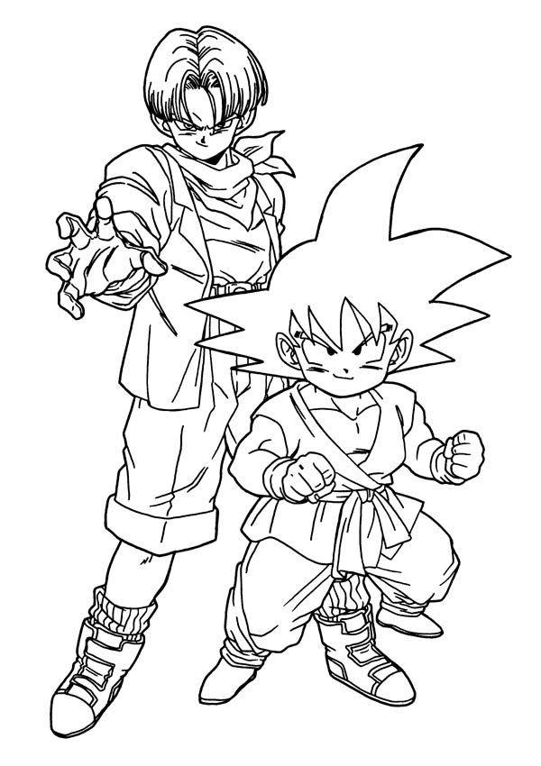 Trunks and Goku in Dragon Ball Z Coloring Page: Trunks and Goku in ...