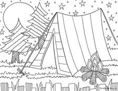 Camping Coloring Book Pages - Coloring Pages for Kids and for Adults