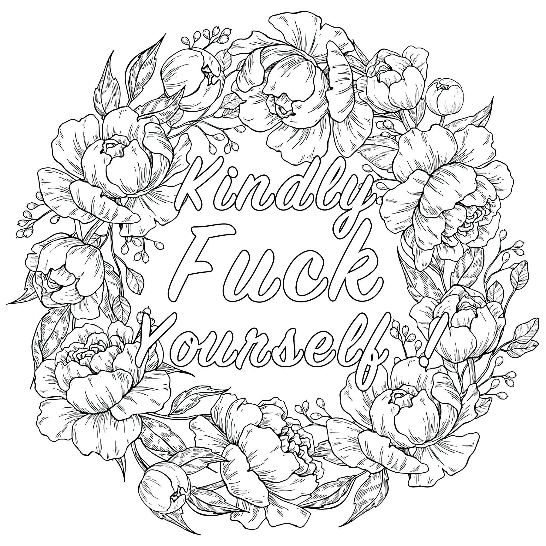 Kindly Fuck Yourself Swear word coloring page - Swear word Adult Coloring  Pages