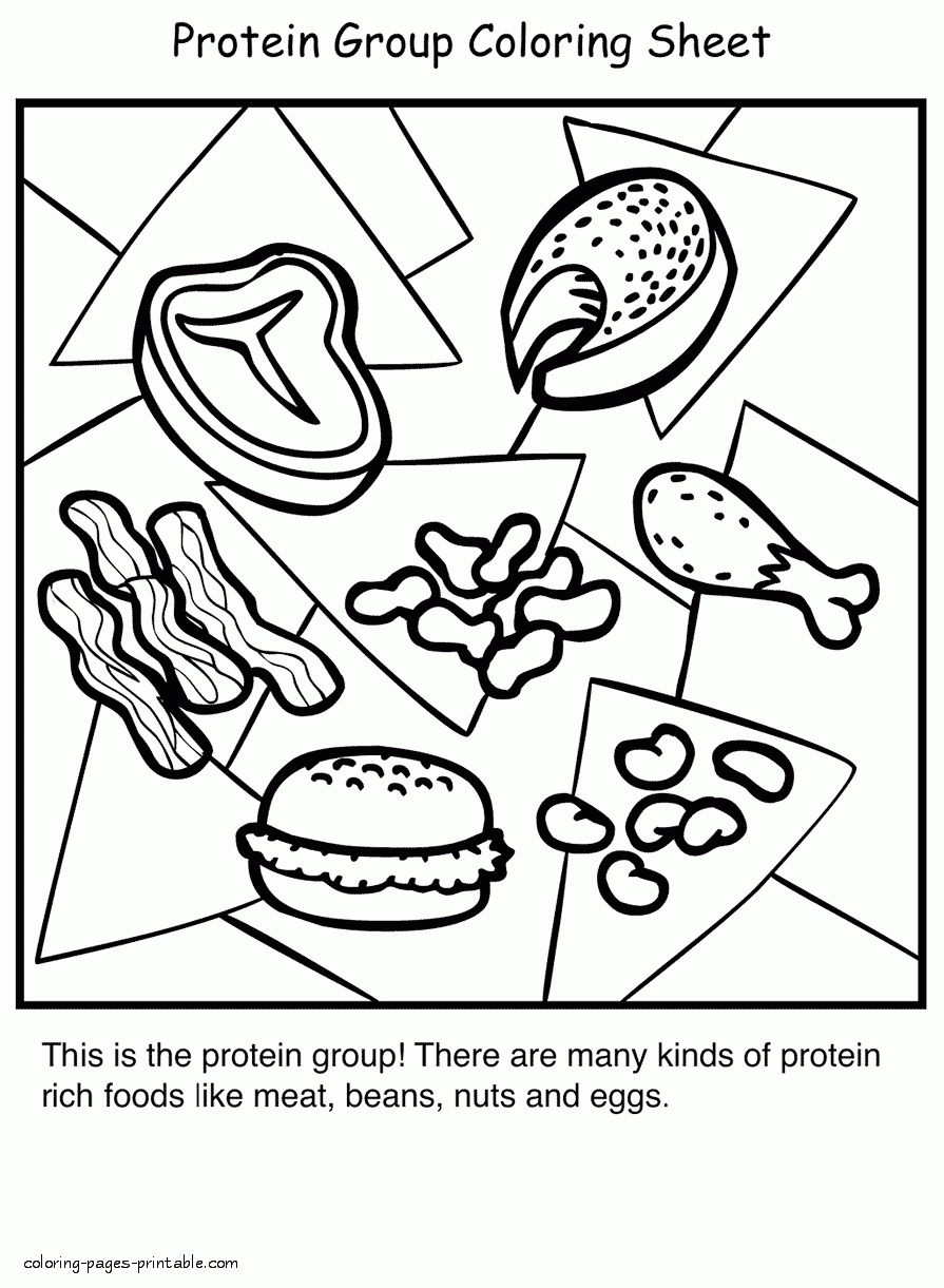 Health coloring pages. Protein group || COLORING-PAGES-PRINTABLE.COM