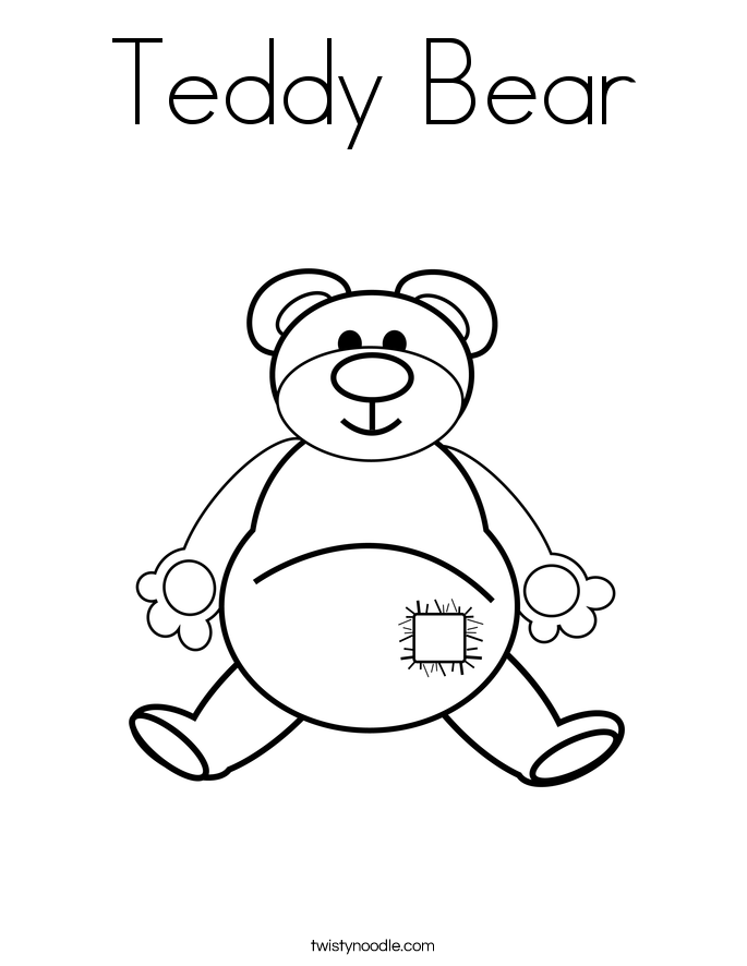 Teddy Bear Coloring Page - Twisty Noodle