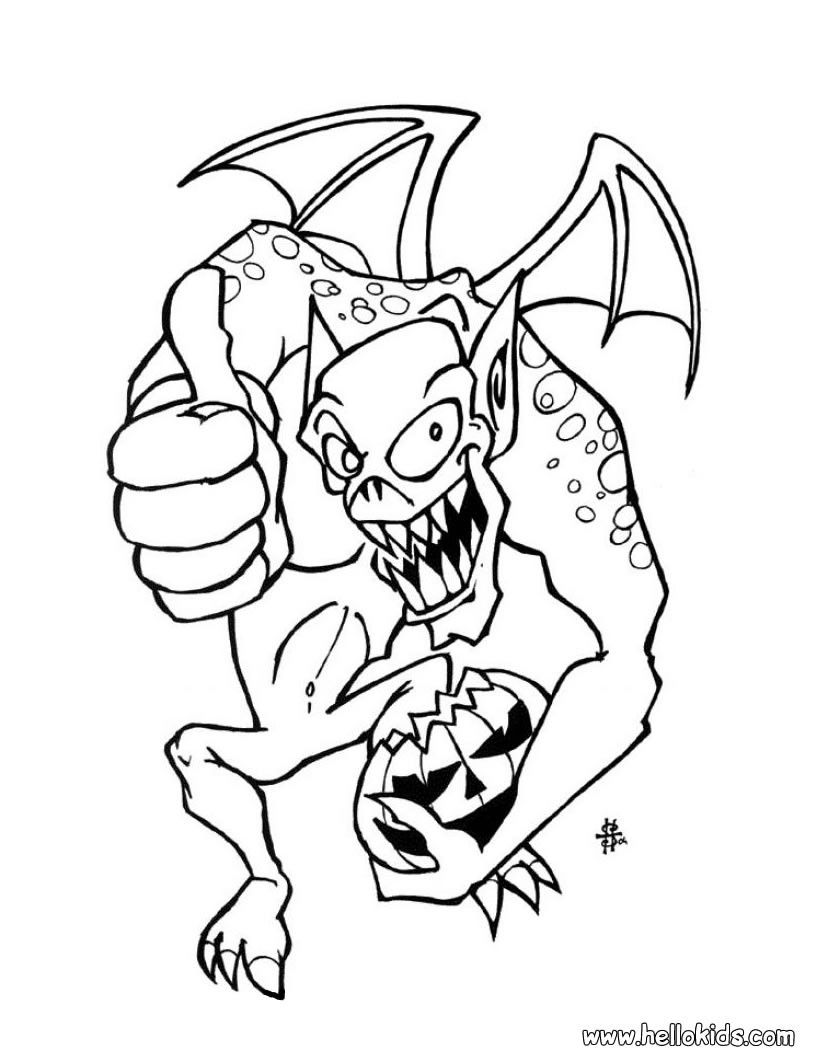 HALLOWEEN MONSTERS coloring pages - Dangerous gargoyle