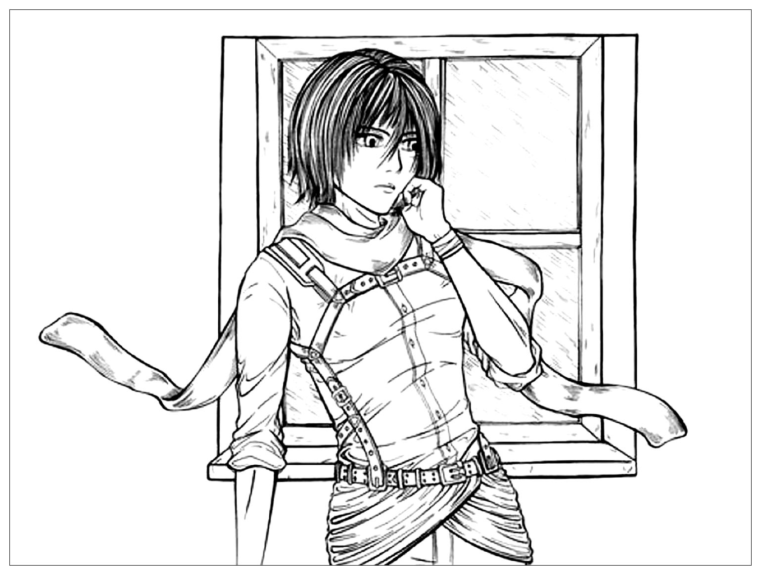 Mikasa Ackerman From AOT Coloring Pages - AOT Coloring Pages - Coloring  Pages For Kids And Adults