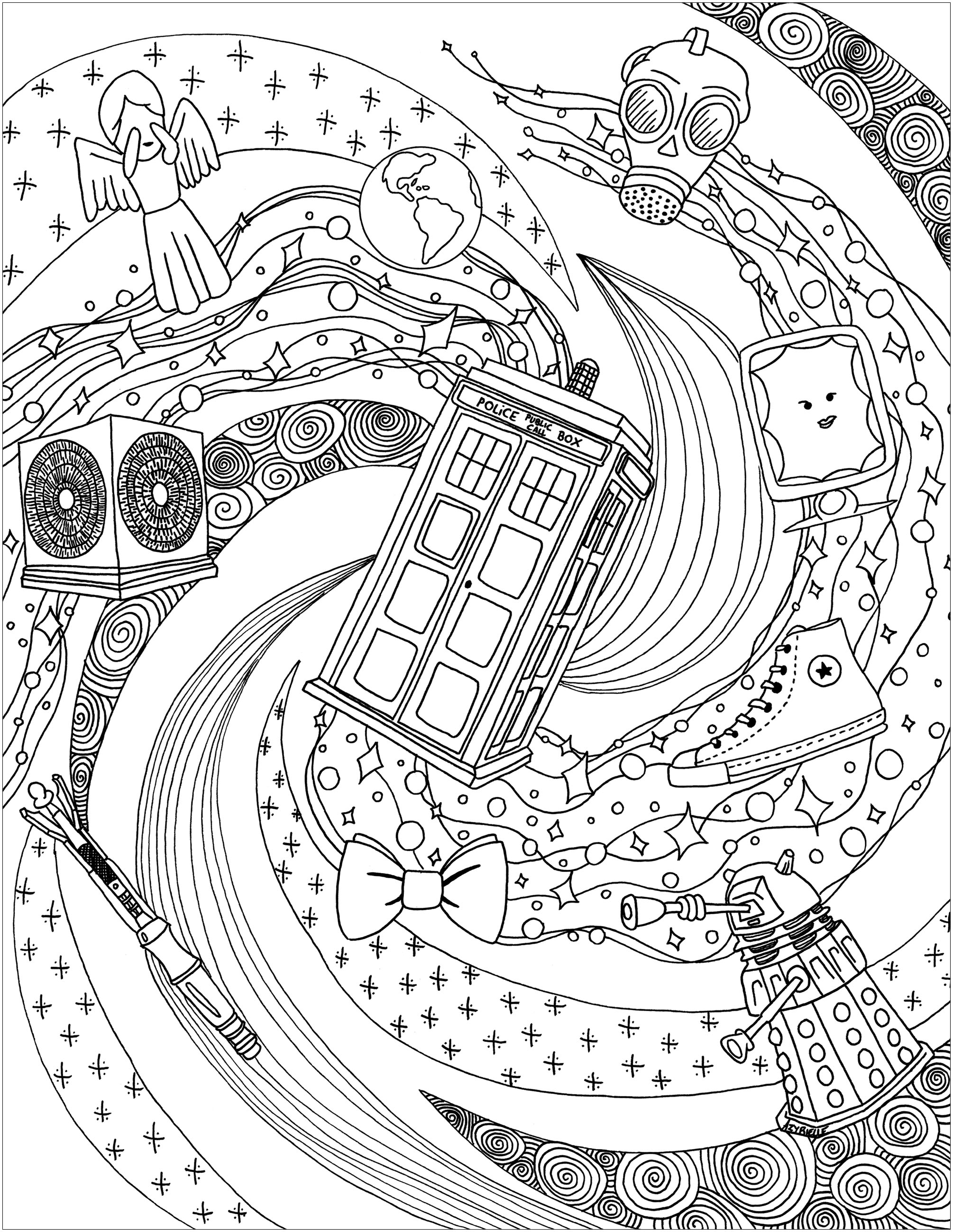 Doctor Who's world - TV shows Adult Coloring Pages