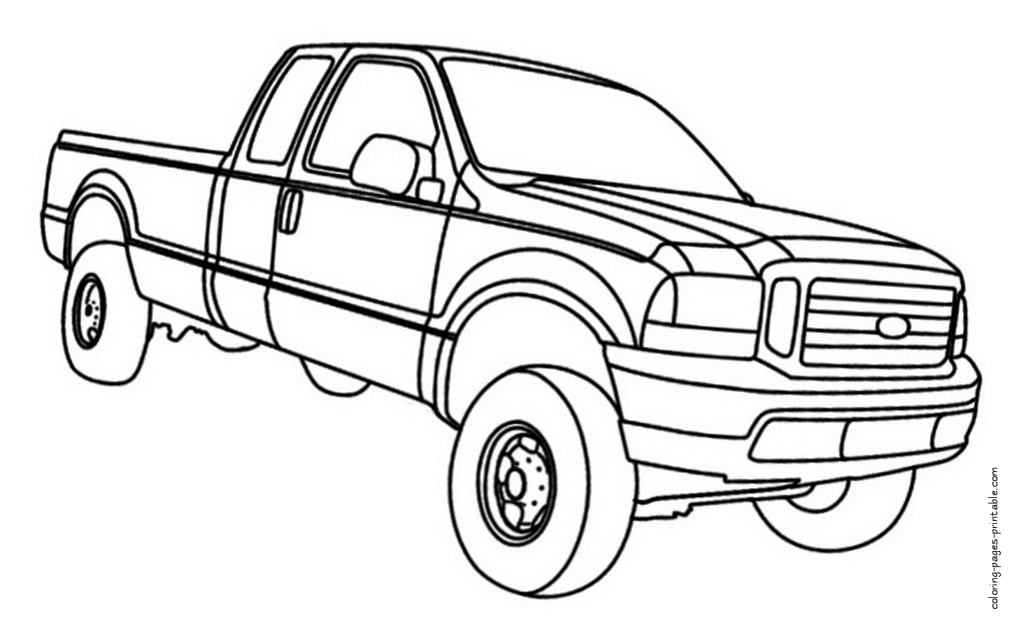 Pickup truck. Ford coloring page || COLORING-PAGES-PRINTABLE.COM