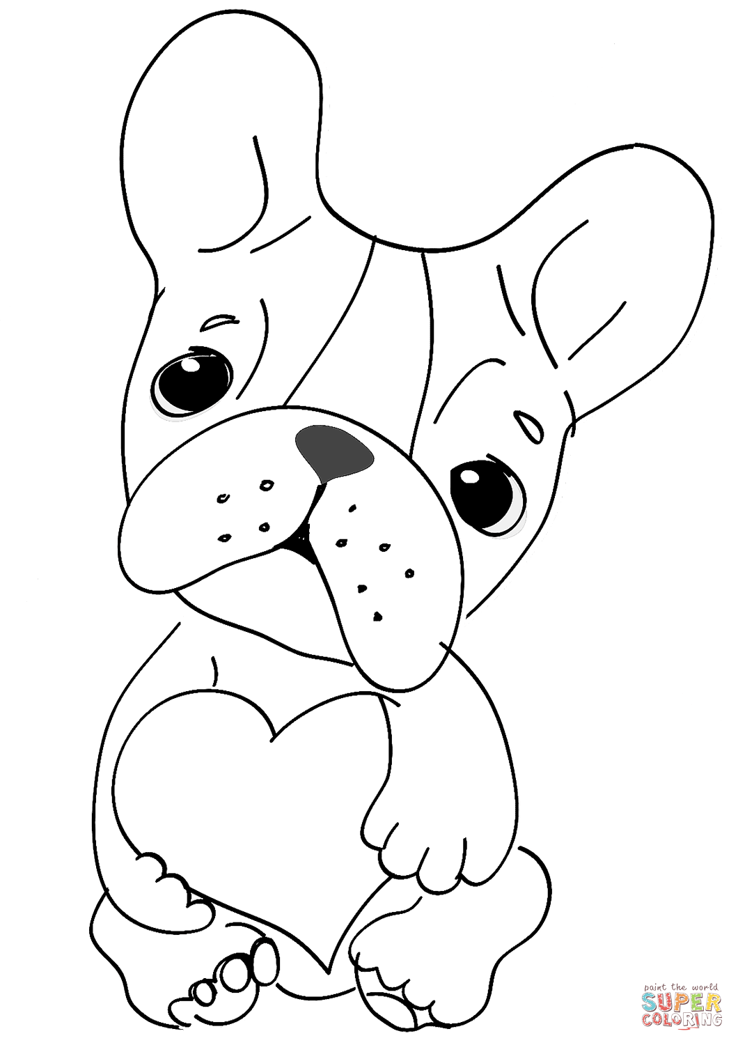 Cute Dog with Heart coloring page | Free Printable Coloring Pages