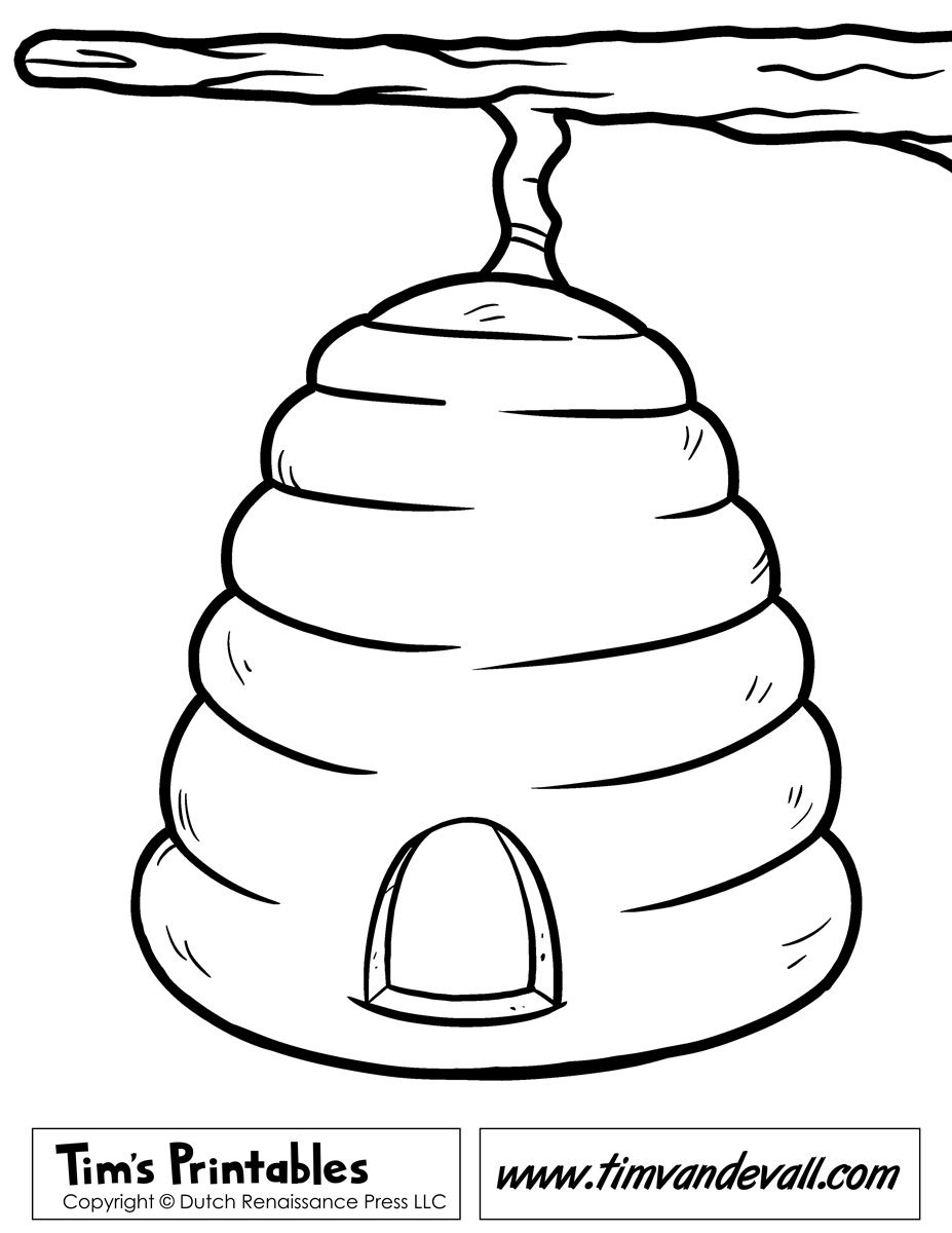 Beehive Template & Beehive Coloring Page