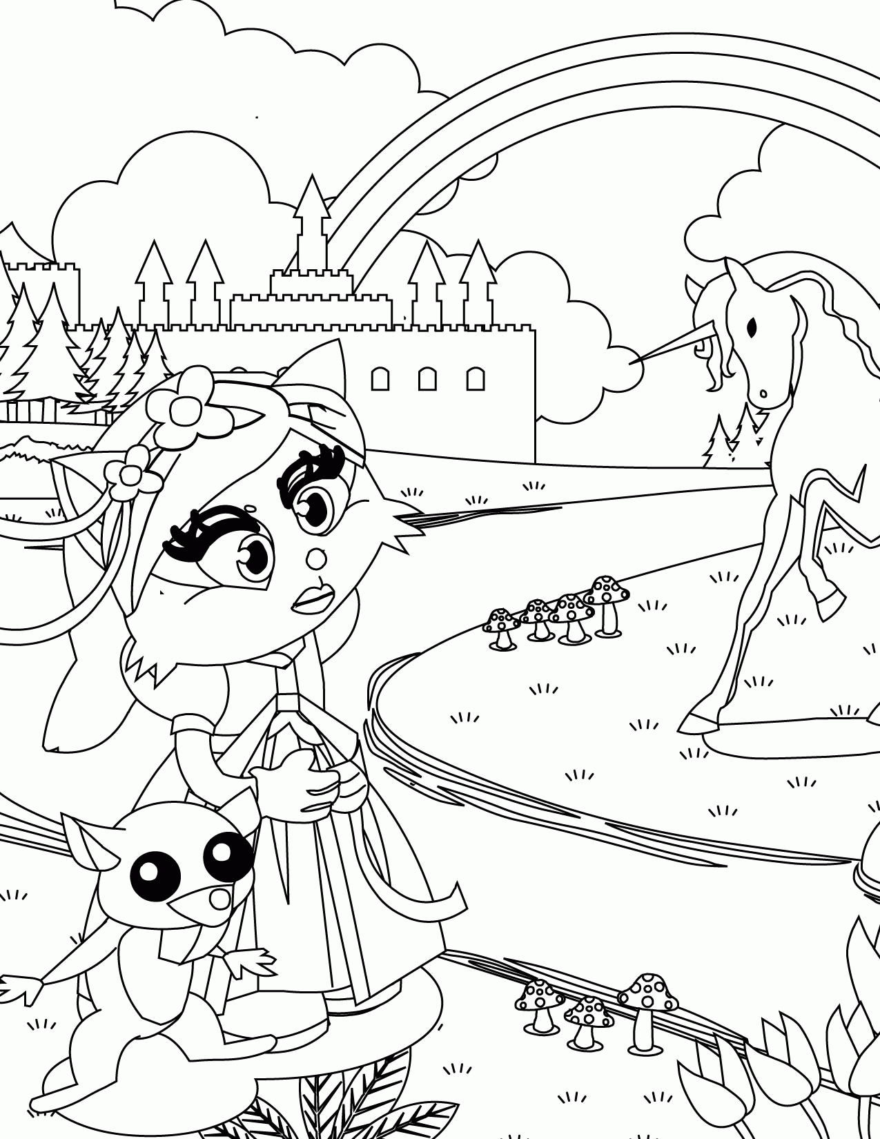 Princess Cat Coloring Page - Coloring Home
