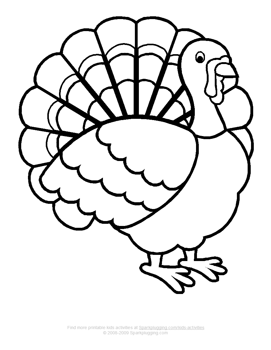 Coloring Page Of A Turkey For Preschool   Coloring Home