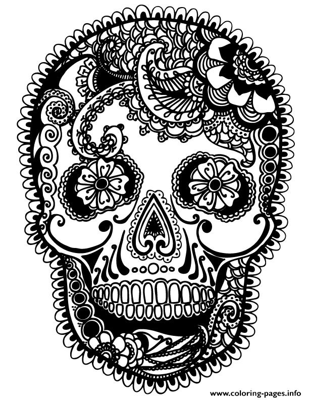 Print skully sugar skull Coloring pages