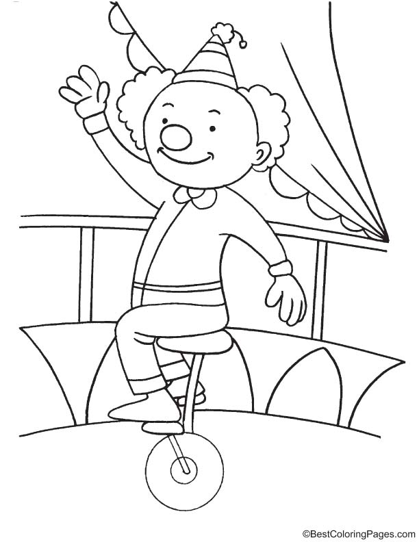 Clown riding unicycle coloring page | Download Free Clown riding unicycle  coloring page for kids | Best Coloring Pages