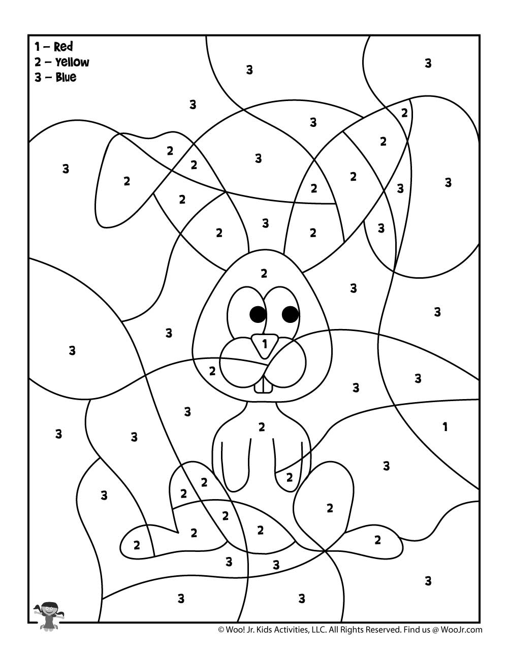 Bunny Free Printable Color by Number Page | Woo! Jr. Kids Activities :  Children's Publishing