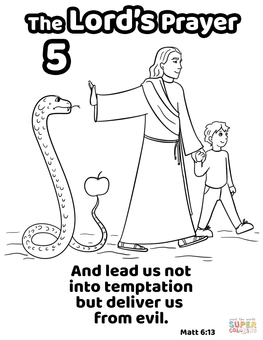 And Lead Us Not into Temptation but Deliver us from Evil coloring page |  Free Printable Coloring Pages
