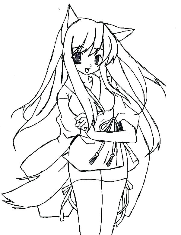 Coloring Pages Wolf Girl Drawings Cute Fox Anime Anime Wolf Girl Coloring  Pages At Getdrawings Free Download  -  Coloring Home