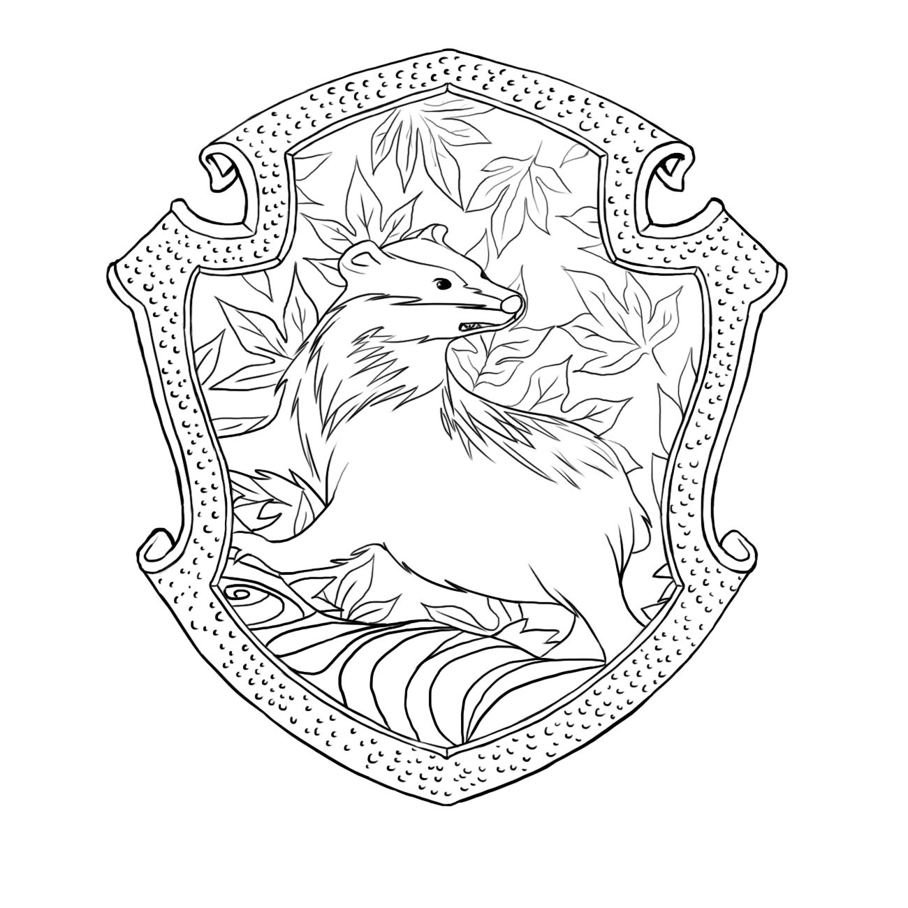 Download or print this amazing coloring page: Hufflepuff Crest Coloring Pag...