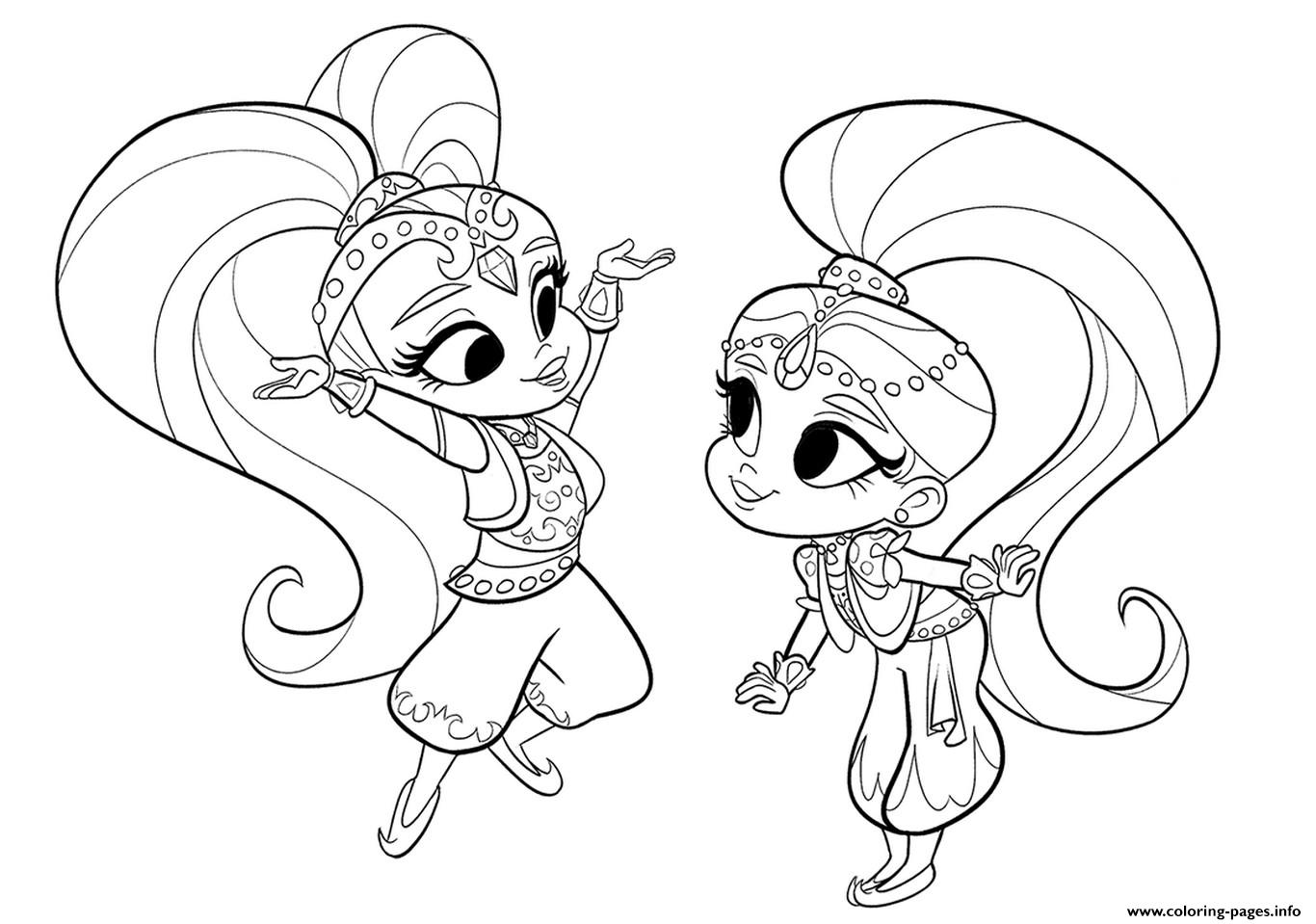 Shimmer And Shine Coloring Pages Printable