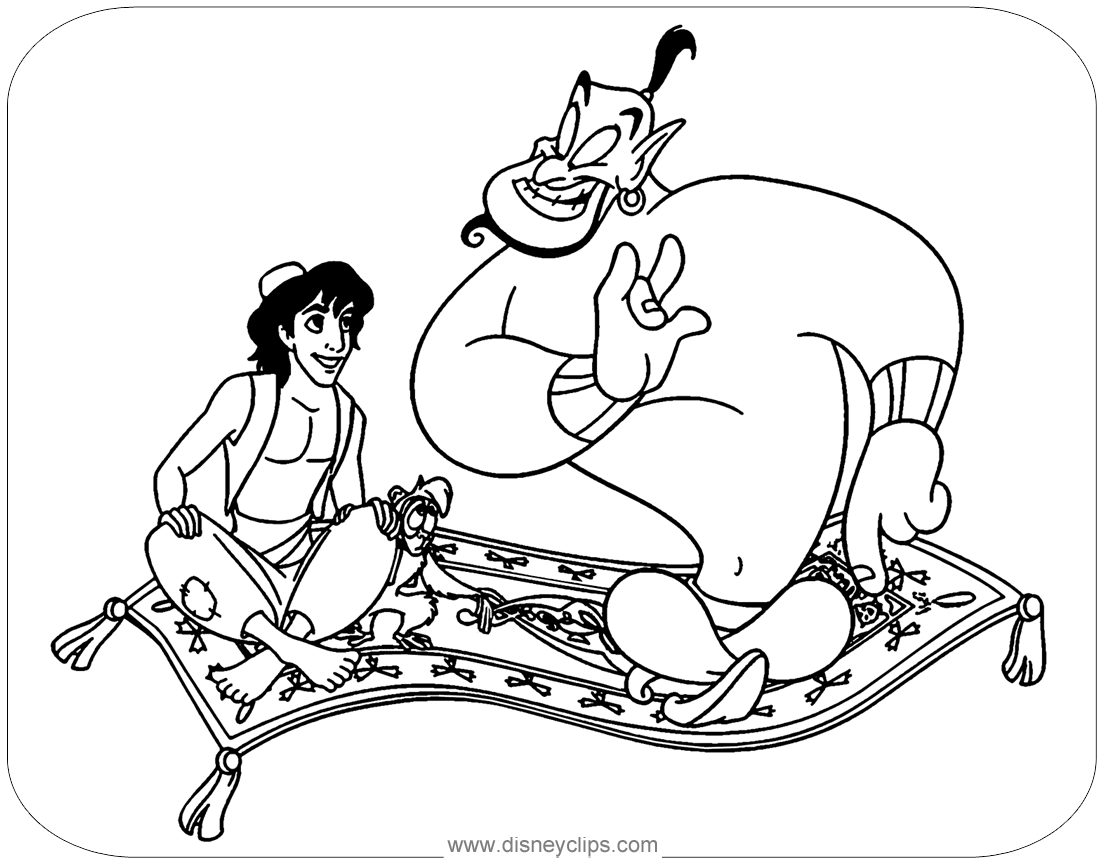 Download 209+ Genie Reading The Book From Aladdin Coloring Pages PNG