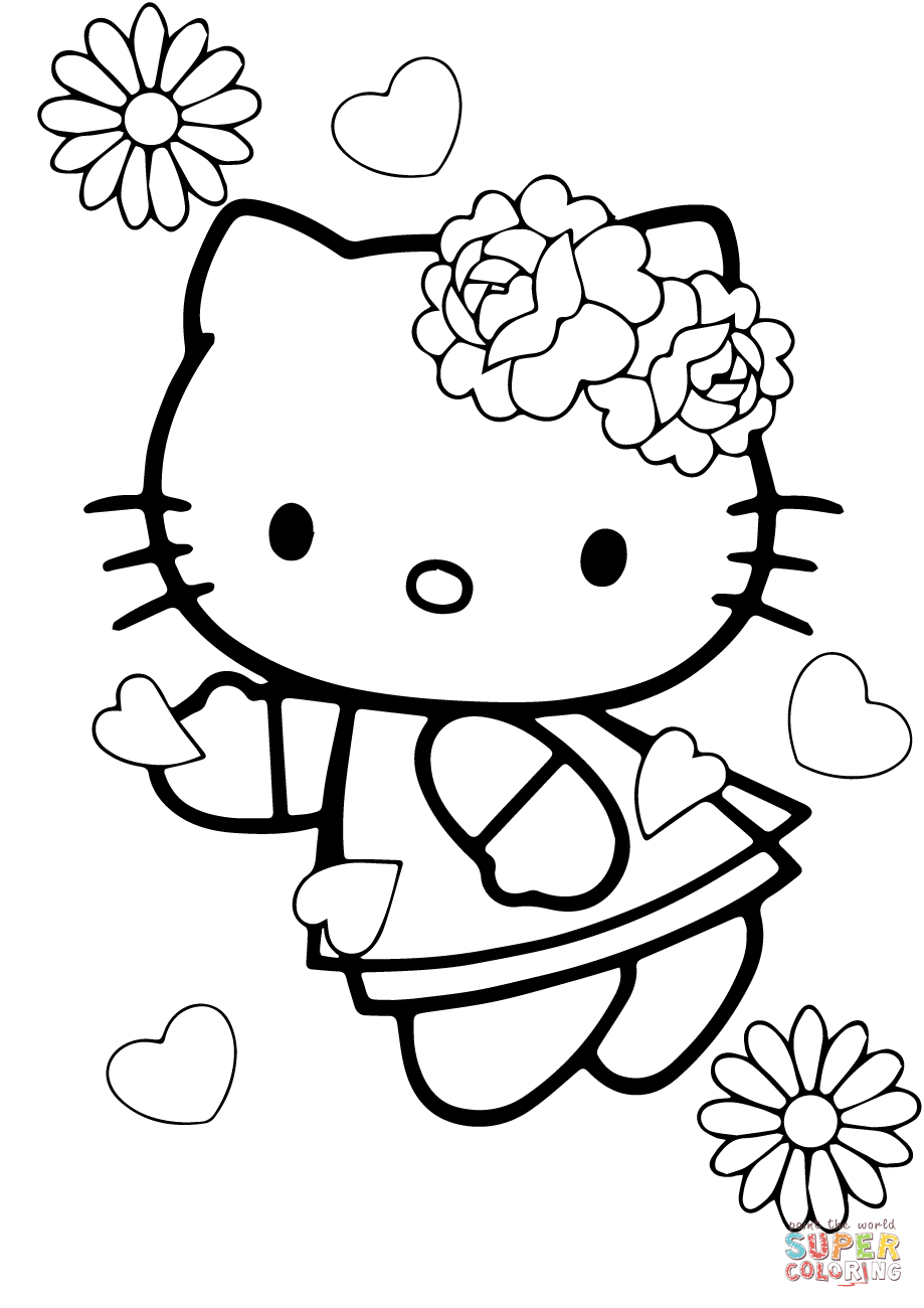 Valentine's Day Hello Kitty coloring page | Free Printable Coloring Pages