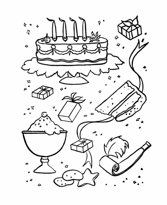 BlueBonkers - Birthday Sweets and Treats Coloring Page Sheets 