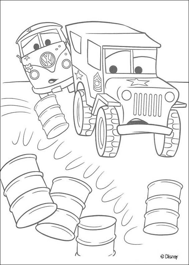 Cars coloring pages - Racing between Chick Hicks and The King