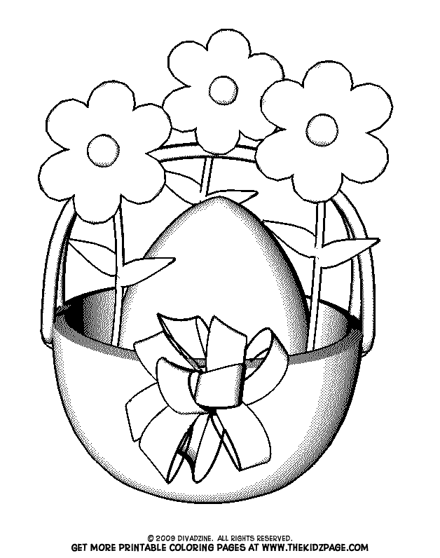 Easter Basket with Flowers Free Coloring Pages for Kids 