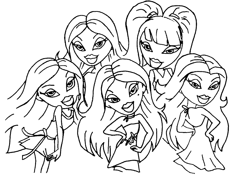 Bratz Group Coloring Pages 4 | Free Printable Coloring Pages
