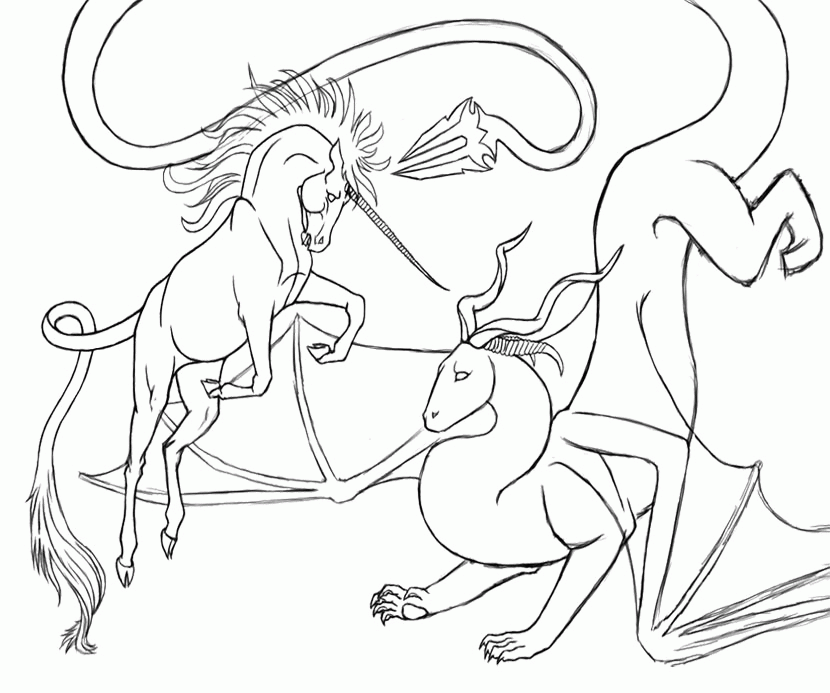 The Unicorn And Dragon Coloring Pages : KidsyColoring | Free 